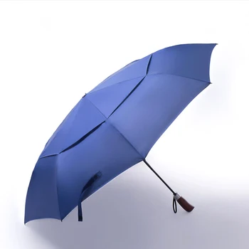 2017 Ny stil Dobbelt lag Stort Hædrende Automatisk Paraply Mænd Kreative Massivt Træ Håndtag Business Mode Paraply Kvinder