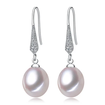 2017 ny stil naturlige freshwater pearl stud øreringe 8-9mm rigtig perle 925 sterling sølv smykker til kvinder, piger