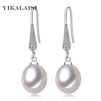 2017 ny stil naturlige freshwater pearl stud øreringe 8-9mm rigtig perle 925 sterling sølv smykker til kvinder, piger
