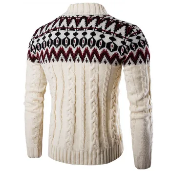 2017 Ny stil og fashion brand til casual langærmet sweater stå krave pullovere Slanke mænd, Etniske stil mønster trøjer 4 farve