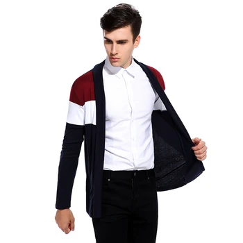 2017 Ny stil populære mænds afslappet langærmet Sweater preppy stil og personlighed Mode 3 farve patchwork sweater størrelse S-XXL