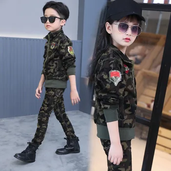 2017 Ny Uniform, Der Passer Til Børn Efteråret Kids Tøj Militær Camouflage 2 Stykker Jakke+Bukser Europæisk Stil Sportstøjet
