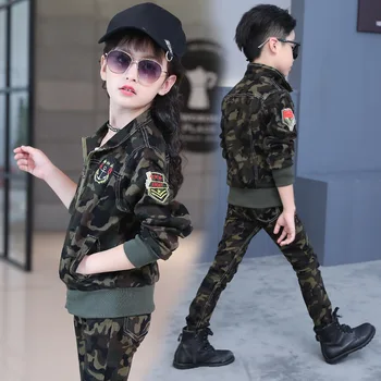 2017 Ny Uniform, Der Passer Til Børn Efteråret Kids Tøj Militær Camouflage 2 Stykker Jakke+Bukser Europæisk Stil Sportstøjet