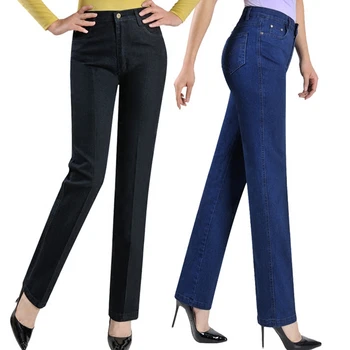 2017 Nye ankomst bukser, straight jeans kvinder plus størrelse 42 43 kvinder er denim bukser