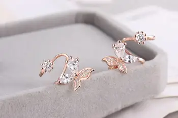2017 nye ankomst hot sælge mode butterfly design 925 sterling sølv damer'crystal kvindelige stud øreringe smykker fødselsdag gave