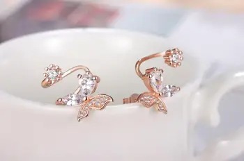 2017 nye ankomst hot sælge mode butterfly design 925 sterling sølv damer'crystal kvindelige stud øreringe smykker fødselsdag gave