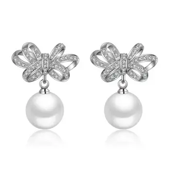 2017 nye ankomst hot sælge mode perle blomst krystal 925 sterling sølv damer'stud øreringe smykker engros drop shipping
