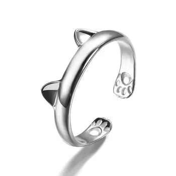 2017 nye ankomst hot sælge mode sød lille kat kvindelige part ringe 925 sterling sølv damer'finger ringe, smykker gave