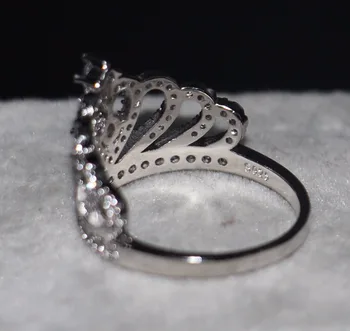 2017 Nye Ankomst Kvinder Mode Smykker Bane Indstilling 925 Sterling Sølv Kvindelige CZ sten Bryllup Engagement Krone Ring Size5-11