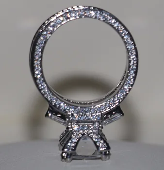 2017 Nye Ankomst Luksus Smykker 308pcs Hvide AAA-CZ 925 Sterling Sølv CZ sten Eiffeltårnet Kvinder Bryllup Band Ring Size5-11