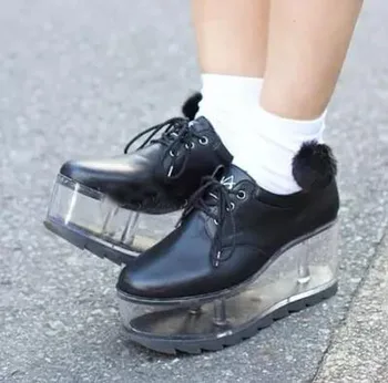 2017 nye ankomst personlighed søde sko gennemsigtig bund kan sættes smykker piger sko tyk bund platform sko kvinder