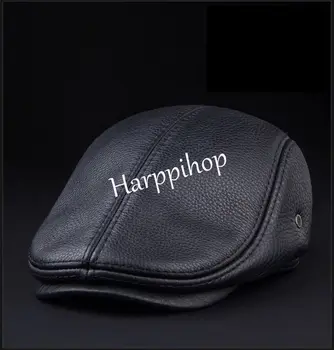 2017 Nye Design-Mænd er Ægte Læder Cap brand Avisdrenge /Beret /Taxachaufføren Hat/ Golf Hat vinter varme hatte med ører
