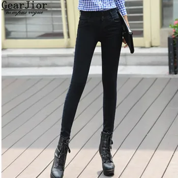 2017 nye hot salg kvinder ' s spring summer høj talje sort ni point cowboy jeans kvinder tynd elastisk fødder blyant jeans bukser