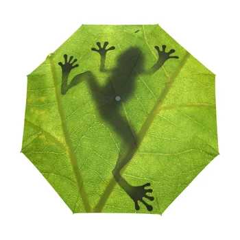 2017 Nye Kreative Frog Børn Paraply Tre Folde Grøn Paraply Regn Kvinder Solcreme Anti UV-Mærke Paraplyer