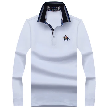 2017 Nye Mode Herre Polo Shirts med Lange Ærmer Foråret slim Fit herreskjorter Mærker Camisa Polo Masculina Plus Size 7XL 8XL 9XL