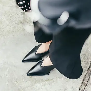 2017 Nye mode høj hæl kvinder brand pumper, kiler dame solid farve firkantet tå øget sko landingsbane model viser, dovne sko L51