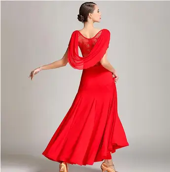 2017 Nye Mode Red Ballroom dance dress Big swing vals, foxtrot flamenco moderne dans kostumer