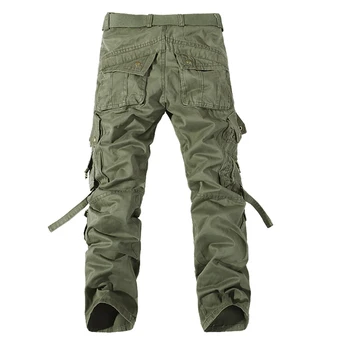 2017 Nye Mænd Cargo Pants army grøn store lommer udsmykning herre Casual bukser let vask mandlige efteråret army bukser plus størrelse 42