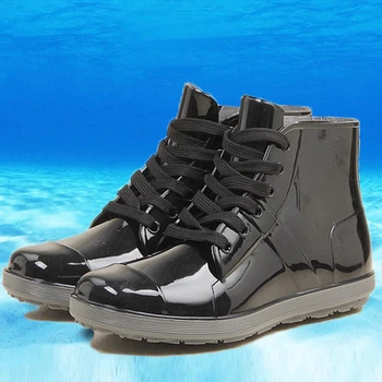 2017 nye sort pvc regn støvler mænd vandtæt støvler mode galocher lave vand sko bot fiskeri støvler