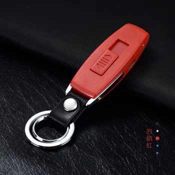 2017 Nye USB Lettere Genopladelige Elektroniske Lighter Nøglering Cigaret Turbo Lettere Læder Key Chain omgivende luft. flammeloes Cigar Palsma
