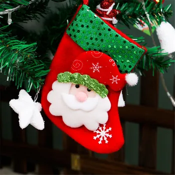 2017 Nye År 4 Stykker/Sæt Mini Jule Strømper Sokker Santa Claus Slik Gavepose Xmas Tree Decor Festival Party Ornament