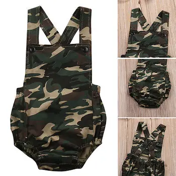 2017 Nyfødte Spædbarn Baby Piger, Drenge Tøj, Tøj Langærmede Camouflage Bodysuit Sunsuit Outfits Sæt