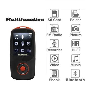 2017 Oprindelige RUIZU X06 16G Bluetooth MP3 Musik Player 1,8 Tommer 100hour Høj Kvalitet Lossless Recorder, FM-Radio, Walkman Sport