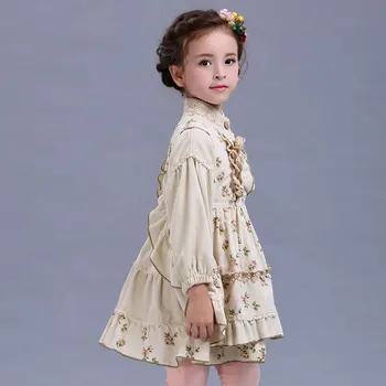 2017 pige passer til forår/efterår nye originale design retro palace bomuld prinsesse 2stk kjole børn tøj Børne kostume 3-12 år