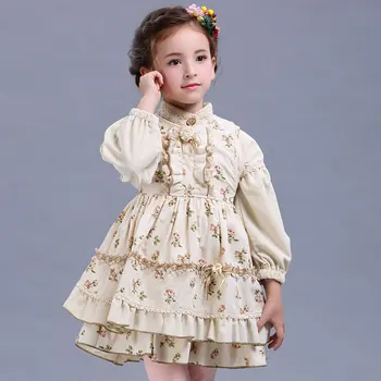2017 pige passer til forår/efterår nye originale design retro palace bomuld prinsesse 2stk kjole børn tøj Børne kostume 3-12 år
