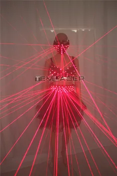 2017 Sexet Dame Tøj Laser Bh og Bæltet Laser Rød Laser Maske Til Night Club Led lysende Sexede Kvinder, der Passer til Laser Show
