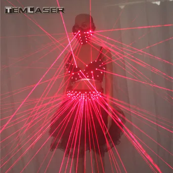 2017 Sexet Dame Tøj Laser Bh og Bæltet Laser Rød Laser Maske Til Night Club Led lysende Sexede Kvinder, der Passer til Laser Show