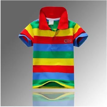 2017 Sommeren Boy T-Shirt Mode Korte Ærmer Børn Tøj Af Bomuld Flerfarvet Stribe Baby Dreng Sport T-Shirts Polo-Shirt