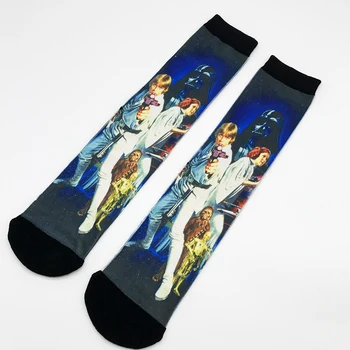 2017 Star Wars udskrivning af omslag Mænd og kvinder mode Sjove sokker 3d printet sokker 200 strikke olie maleri kompressionsstrømper
