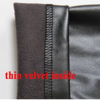 2017 Tykkere Vinter PU Læder kvinder bukser med høj talje elastik fleece-stretch Slank kvinde blyant bukser, tynde bukser 25 farver
