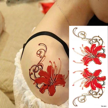 2017 Vandtæt midlertidige tatoveringer klistermærker sexet og romantisk mørk rosa blomster flash fenna tatoveringer falske body art Tattoo ærme