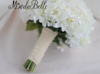 2017 Vestlige Bryllup Brude Blomster Buketter Med Perler Rose Brude Buket Hvide Håndlavede Kunstige Broche Buket Til Brude