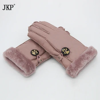 2017 vinter læder handsker russisk dame handsker varme handsker fåreskind læder ægte uld foring En bred vifte af farver