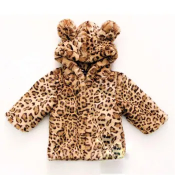 2017 Vinter Spædbarn Baby Pige Tøj Faux Pels Varm Kids Jacket Xmas Flyverdragt Leopard Print Overtøj af Bomuld-polstret Børn