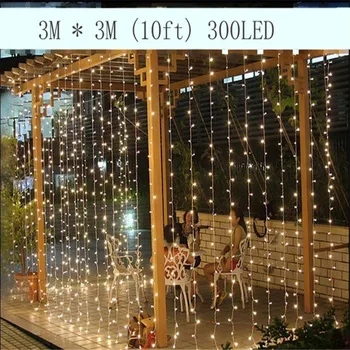 2018 3M x 3M 300 LED Udendørs Hjem Varm Hvid Jul Dekorative xmas String Fe Gardin Guirlander Part Lys Til Bryllup