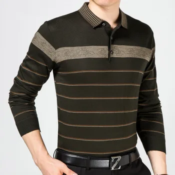 2018 afslappet langærmet business herre skjorter mand stribet mode brand polo-shirt-designer mænd tenis polos camisa sociale 5158