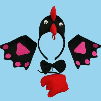 2018 Børn, Voksne, Dyr 3D-Kylling Duck Cock Hovedbøjle Bow Tie Hale Poter Handsker Cosplay Kostume Sæt Party Dress Indretning