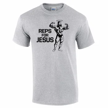 2018 Casual kortærmet Tshirt Nyhed Reps For Jesus Herre T-Shirt Body Building Kristne Messias Religion Muscle Tee shirts