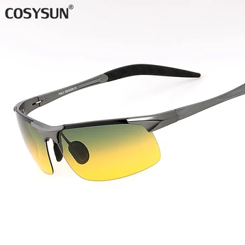 2018 Day & Night Vision HD Kørsel Polariserede Solbriller til mænd Kørsel Briller Anti-blænding aluminium-magnesium legering briller 817