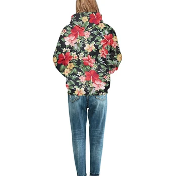 2018 efterår forår 3D-Hættetrøjer Blomster Fakta Udskriv Mænd Kvinder Mærke Tøj Sweatshirt Unisex Par modeller Hooded sweatshirt