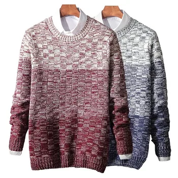 2018 Efterår Og Vinter Herre Farve Patchwork Sweater, Pullover O Neck Strikket Overdele Casual Sueter Hombre Fahion Koreanske Comfort Top