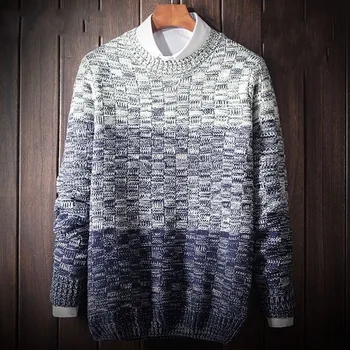 2018 Efterår Og Vinter Herre Farve Patchwork Sweater, Pullover O Neck Strikket Overdele Casual Sueter Hombre Fahion Koreanske Comfort Top