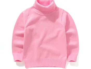 2018 efteråret børnetøj kausale solid rullekrave tykkere bomuld, dreng, pige strikkede trøjer trøjer til drenge børn piger