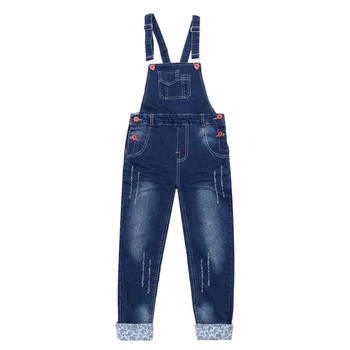 2018 efteråret børnetøj piger jeans kausale blonder denim blå pige jeans overalls til piger big kids jeans lange bukser