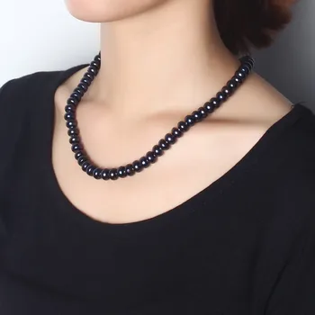 2018 Fantastisk Nyt Real Black Pearl Smykker Halskæde Til Kvinder,Naturlige Ferskvands Perle Søde Kærlighed Form Spænde,Mode Smykker