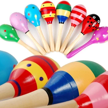 2018 Farverige Træ Maracas Baby Barn musikinstrument Rasle Shaker Part Børn Gave Toy legetøj for børn